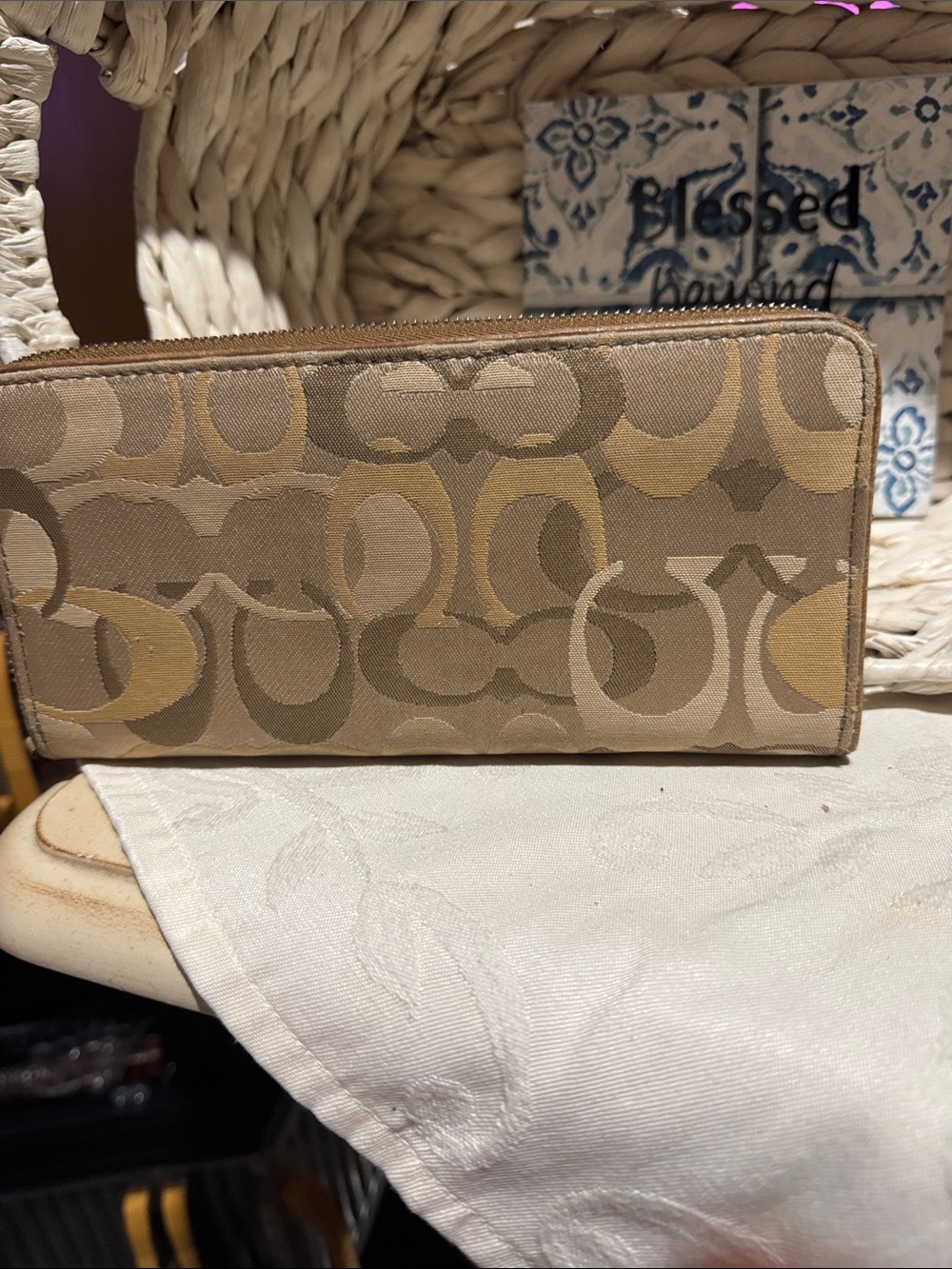 Beige and Brown Coach Signature Penelope - Picture 2 of 3